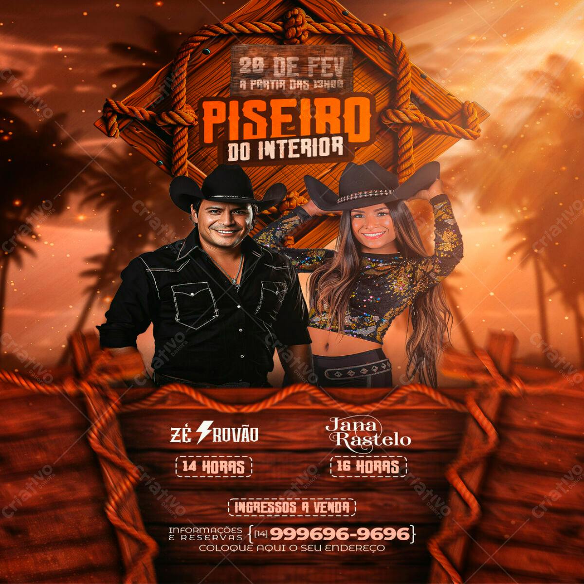 Flyer Piseiro do Interior PSD Editável
