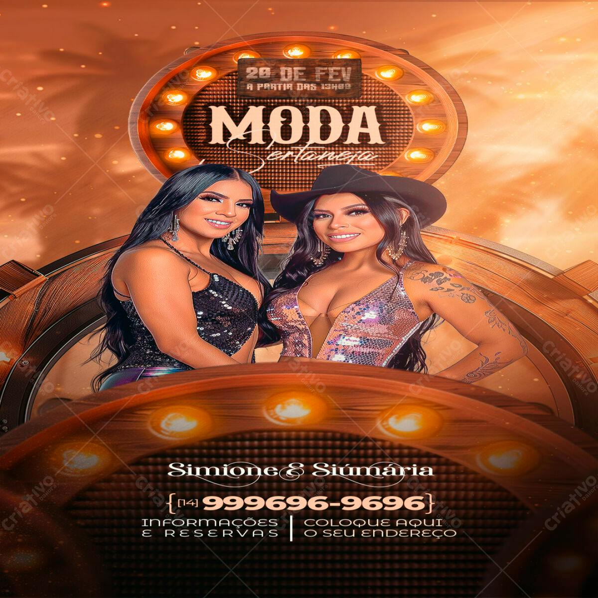 Flyer Simone & Simaria Moda Sertaneja PSD Editável