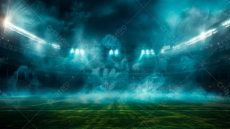 Imagem de um campo de futebol com fumaça branca 3