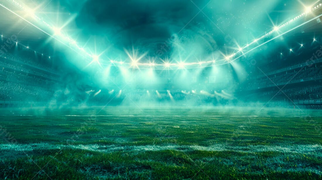 Campo de futebol noturno iluminado