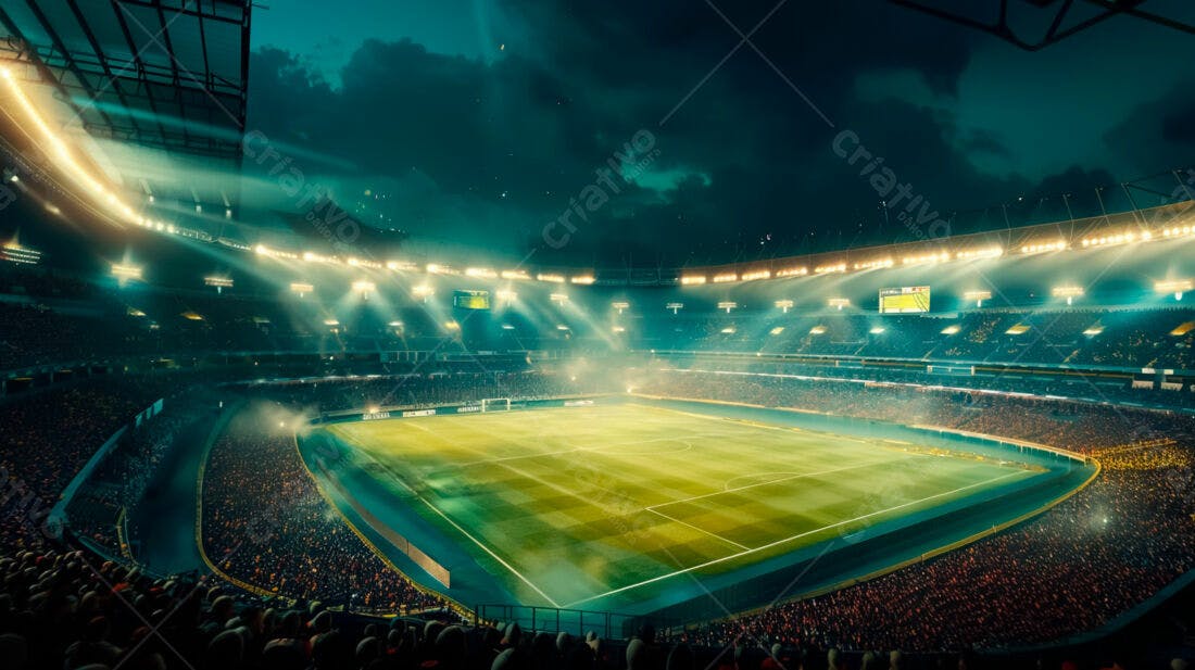 Estádio de futebol noturno lotado