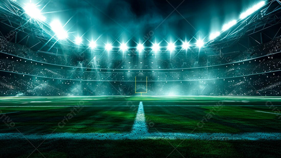 Campo de Futebol Americano Noturno Iluminado