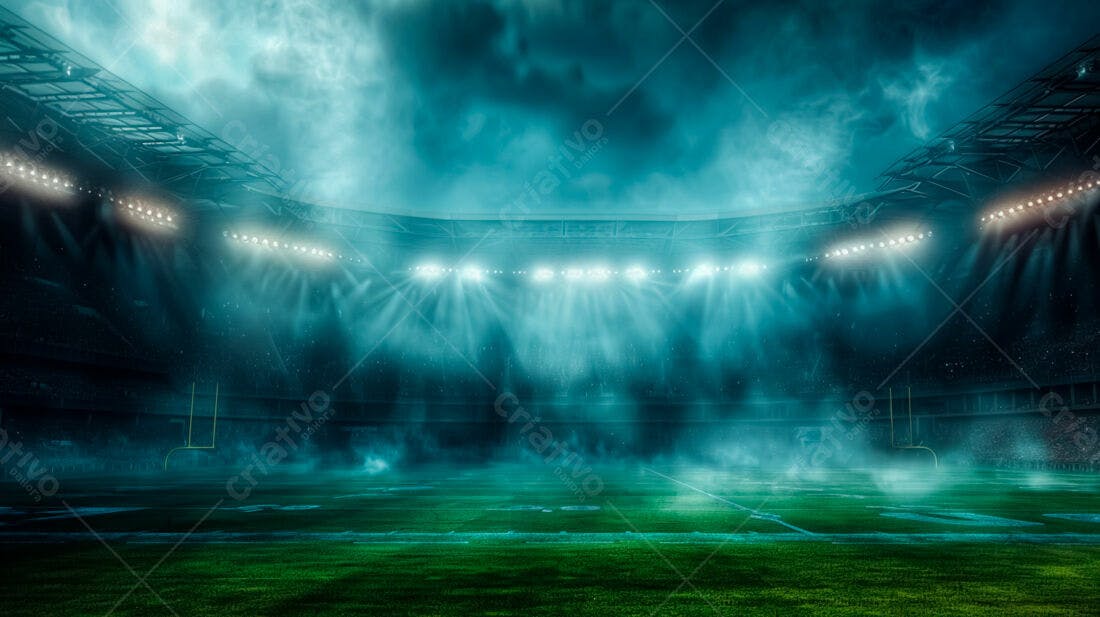 Estádio de futebol americano noturno iluminado