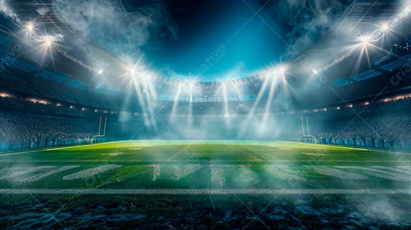 Imagem de um campo de futebol com fumaça branca 26