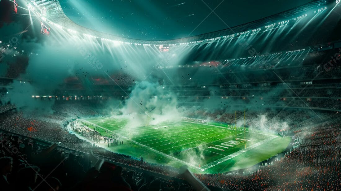 Estádio de futebol americano noturno lotado