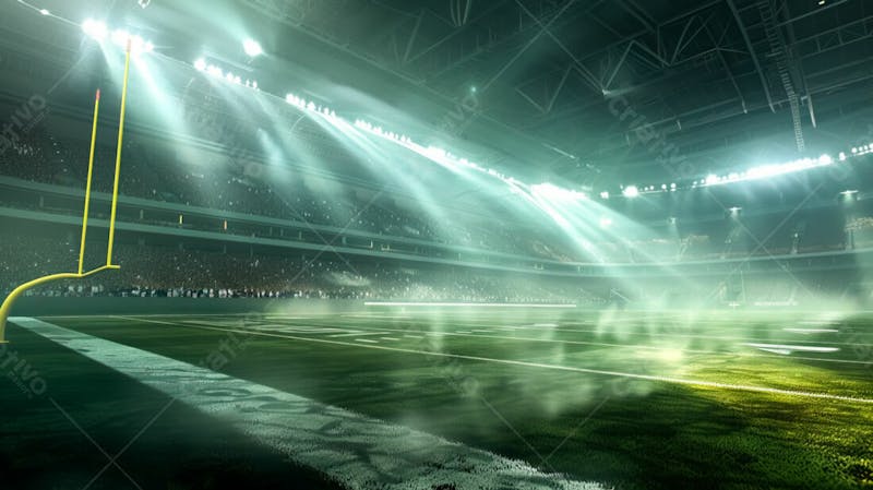 Imagem de um campo de futebol com fumaça branca 34