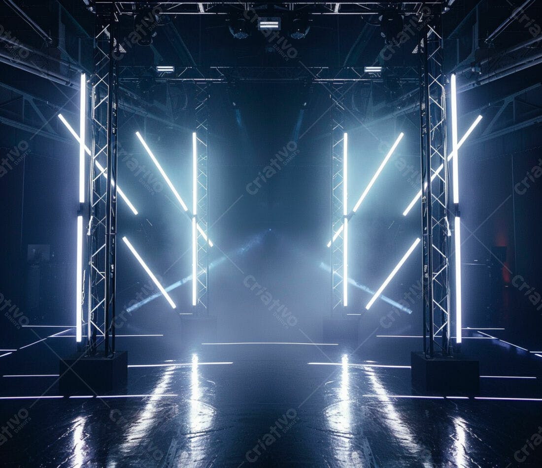 Palco com iluminação LED azul e branca