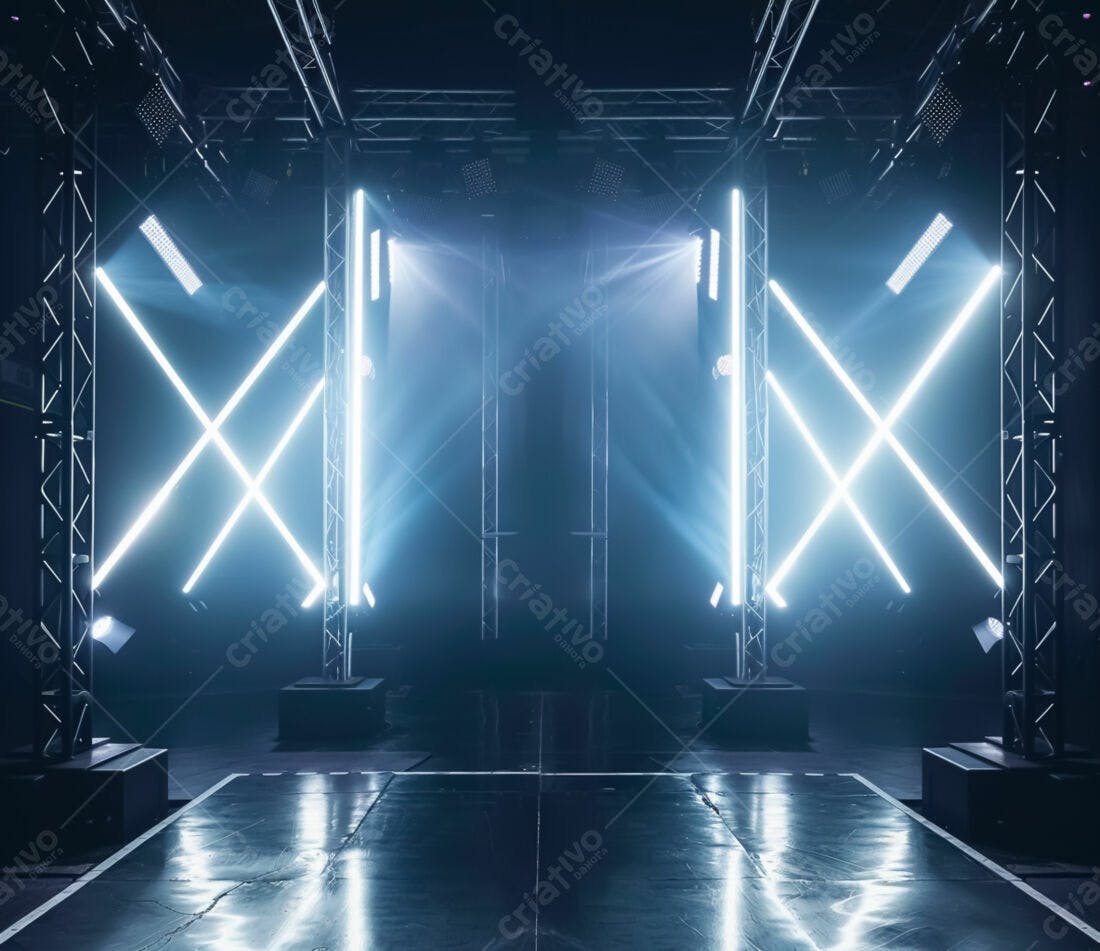 Palco com iluminação neon azul