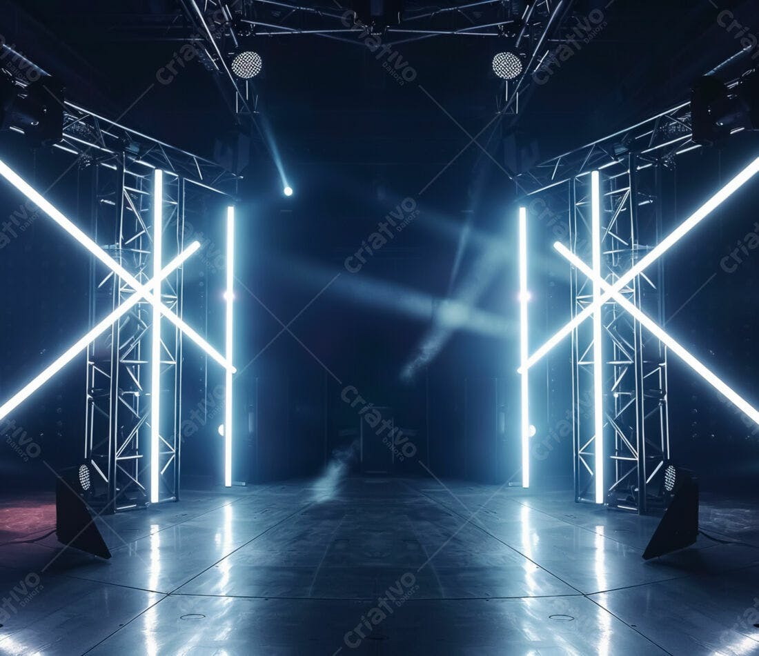 Palco com iluminação neon azul