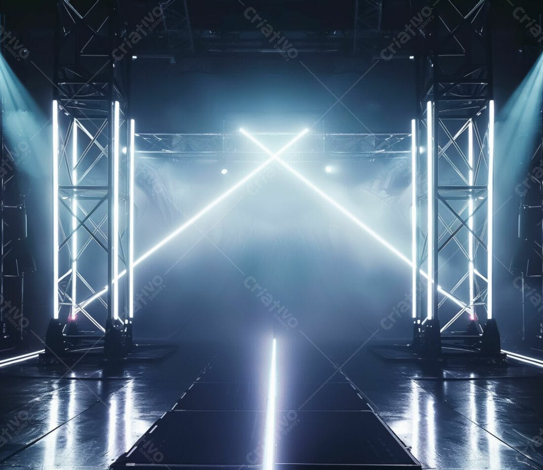 Palco com iluminação neon azul