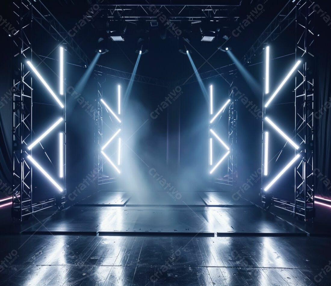 Palco com iluminação neon azul