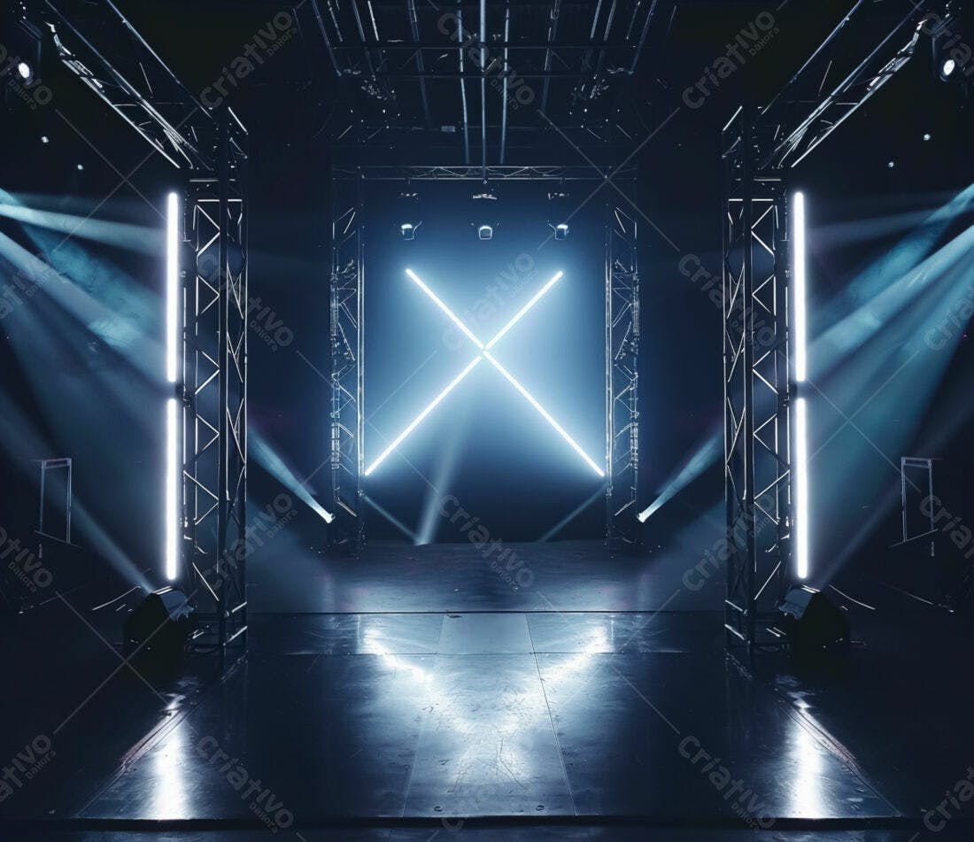 Palco iluminado com luzes de LED azuis