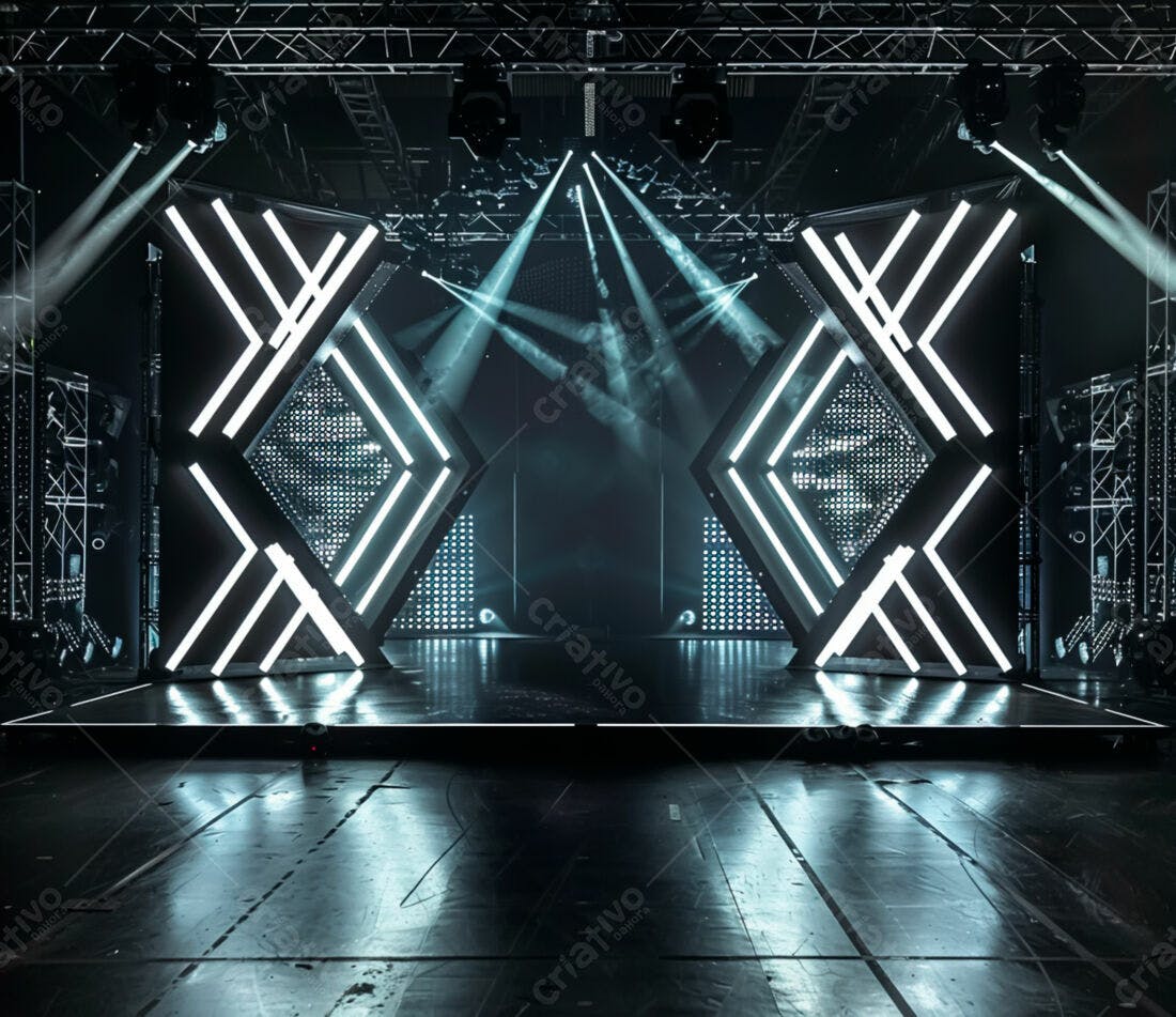 Palco com iluminação moderna para evento