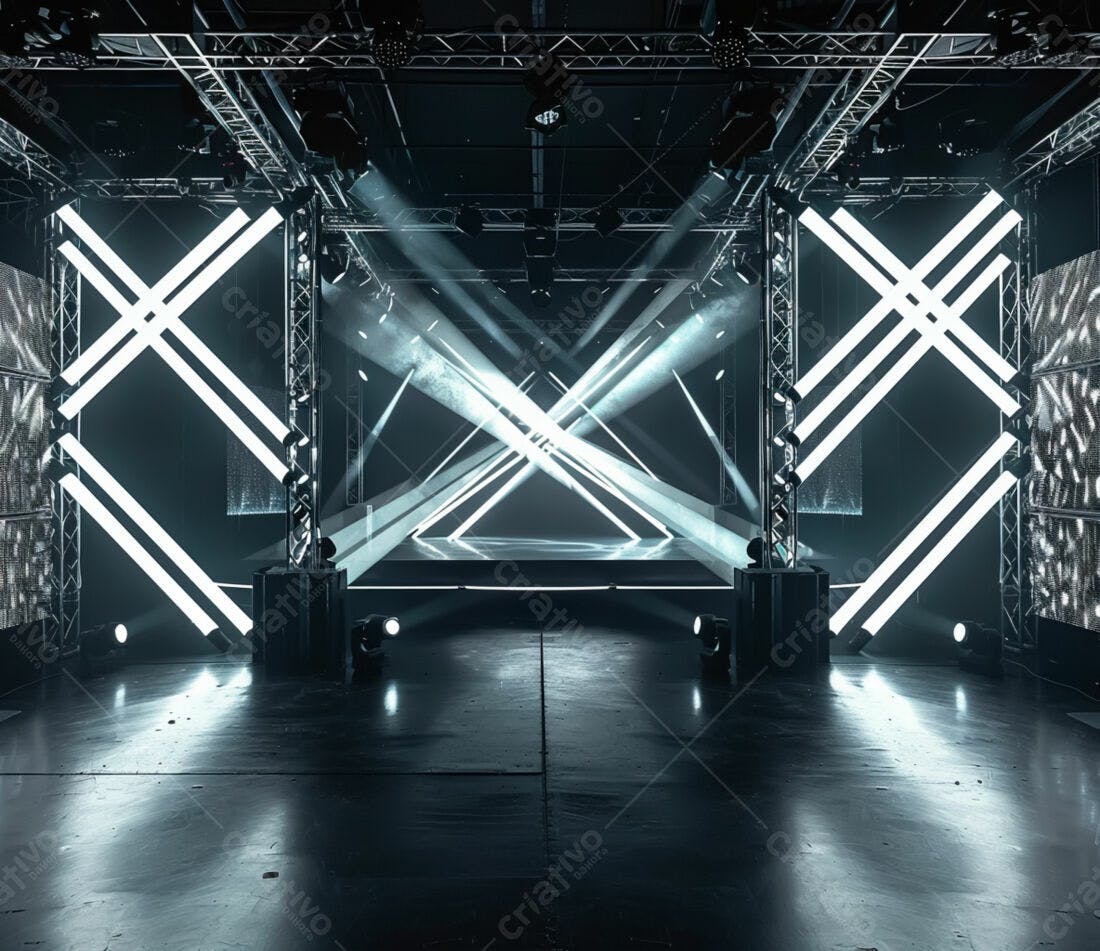 Palco iluminado com luzes de LED brancas
