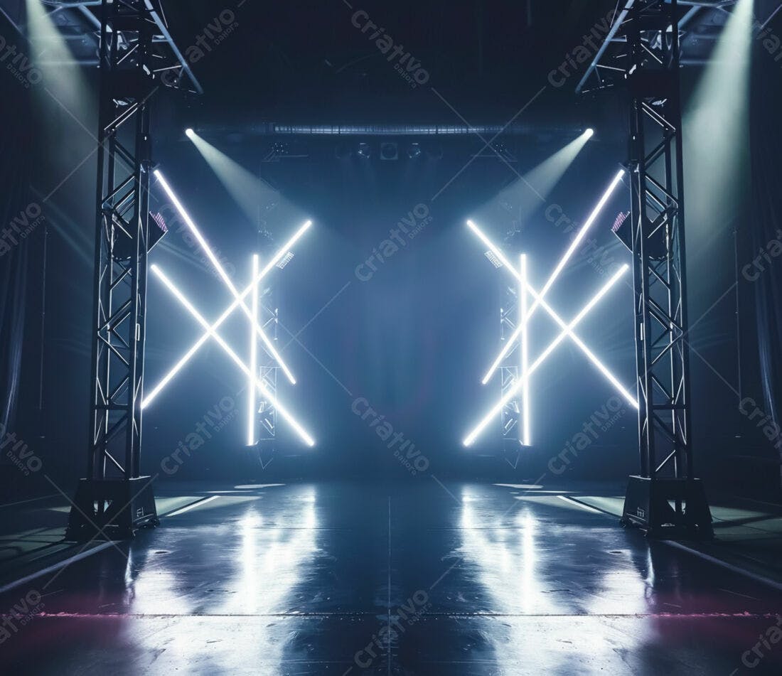Palco com Luzes Neon Cruzadas