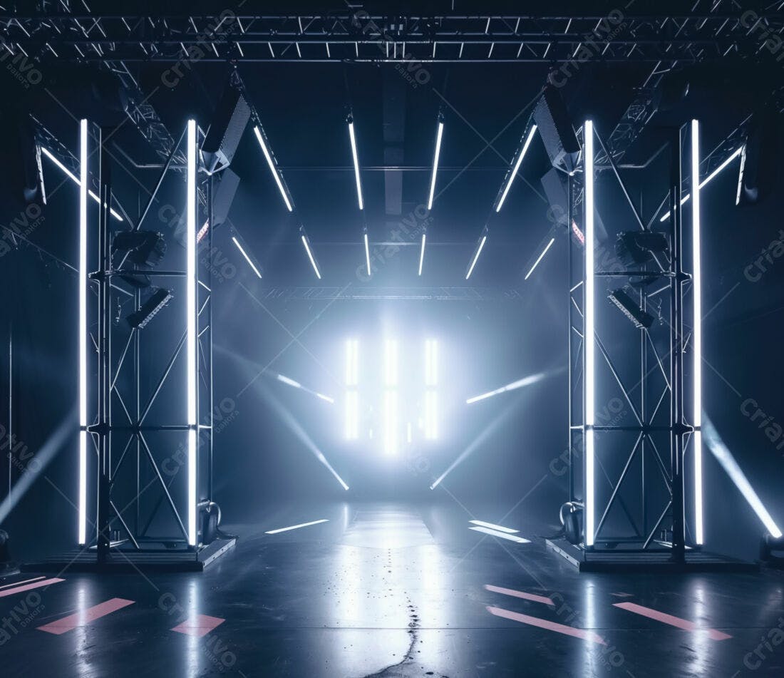 Palco com iluminação neon futurista