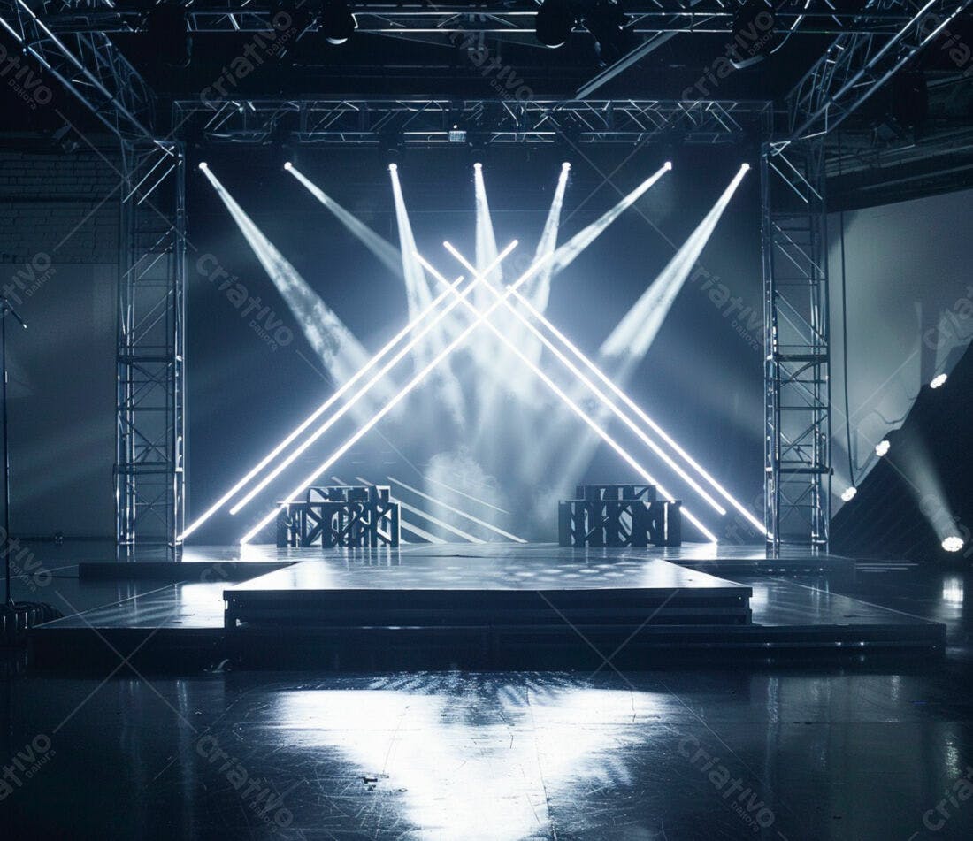 Palco iluminado com luzes de led brancas