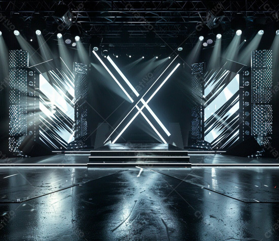 Palco futurista com iluminação cênica