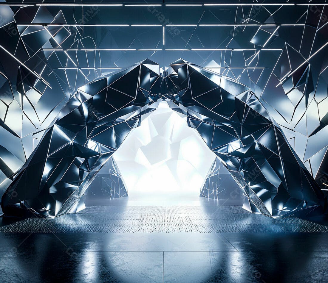 Portal futurista de metal escuro