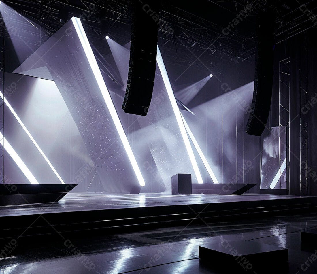 Palco futurista com iluminação cênica