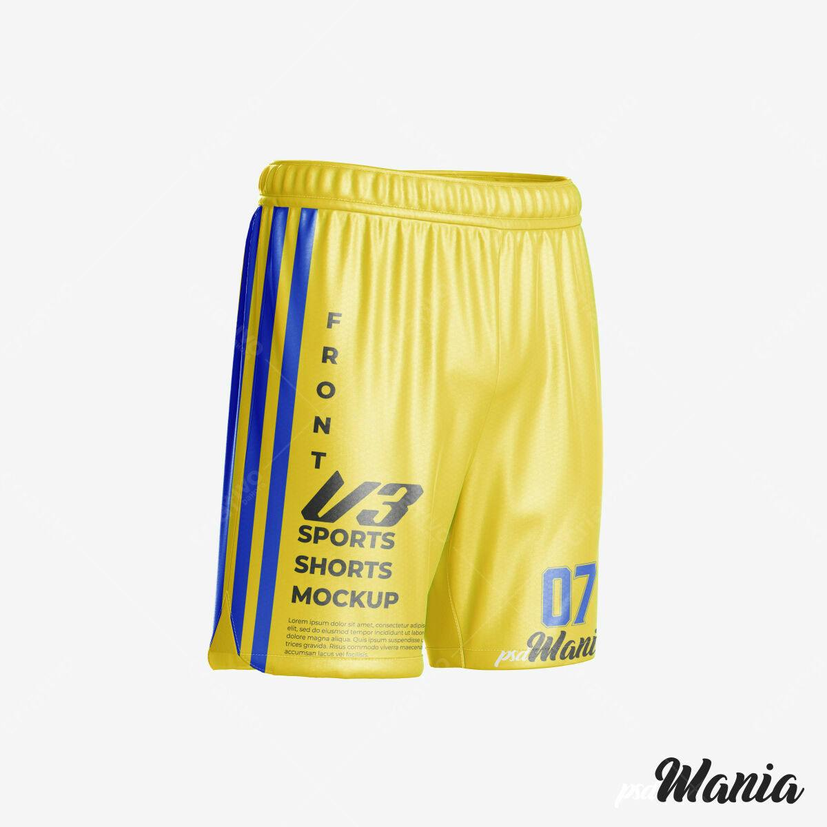 Shorts esportivos amarelos PSD Editável