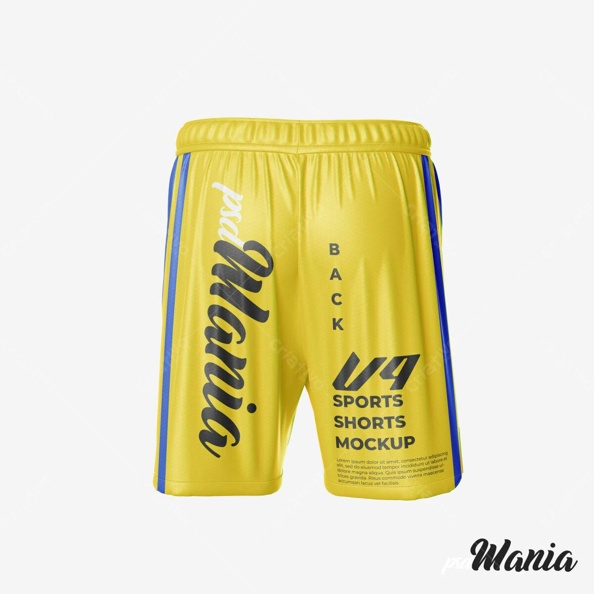 Mockup Shorts Amarelos para Esportes PSD Editável
