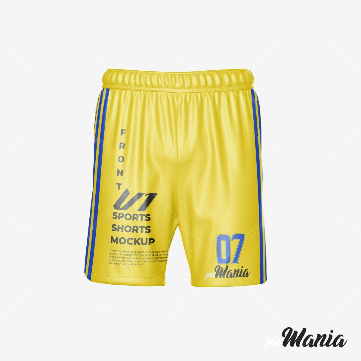 Mockup Shorts Esportivos Amarelos PSD Editável