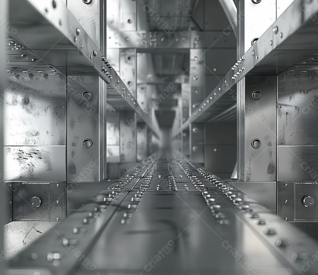 Corredor metálico futurista com textura industrial