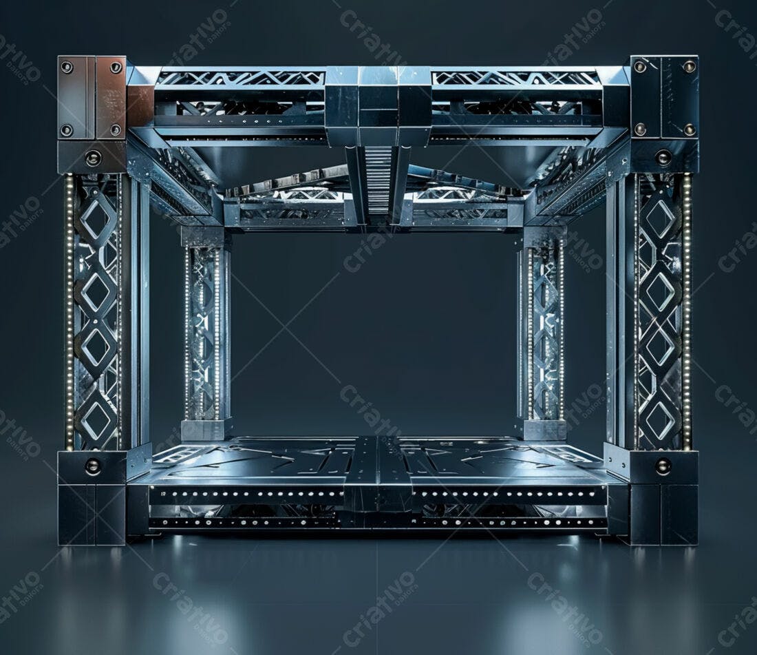Estrutura metálica futurista em 3D