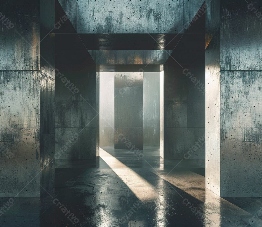 Construção abstrata em concreto cinza