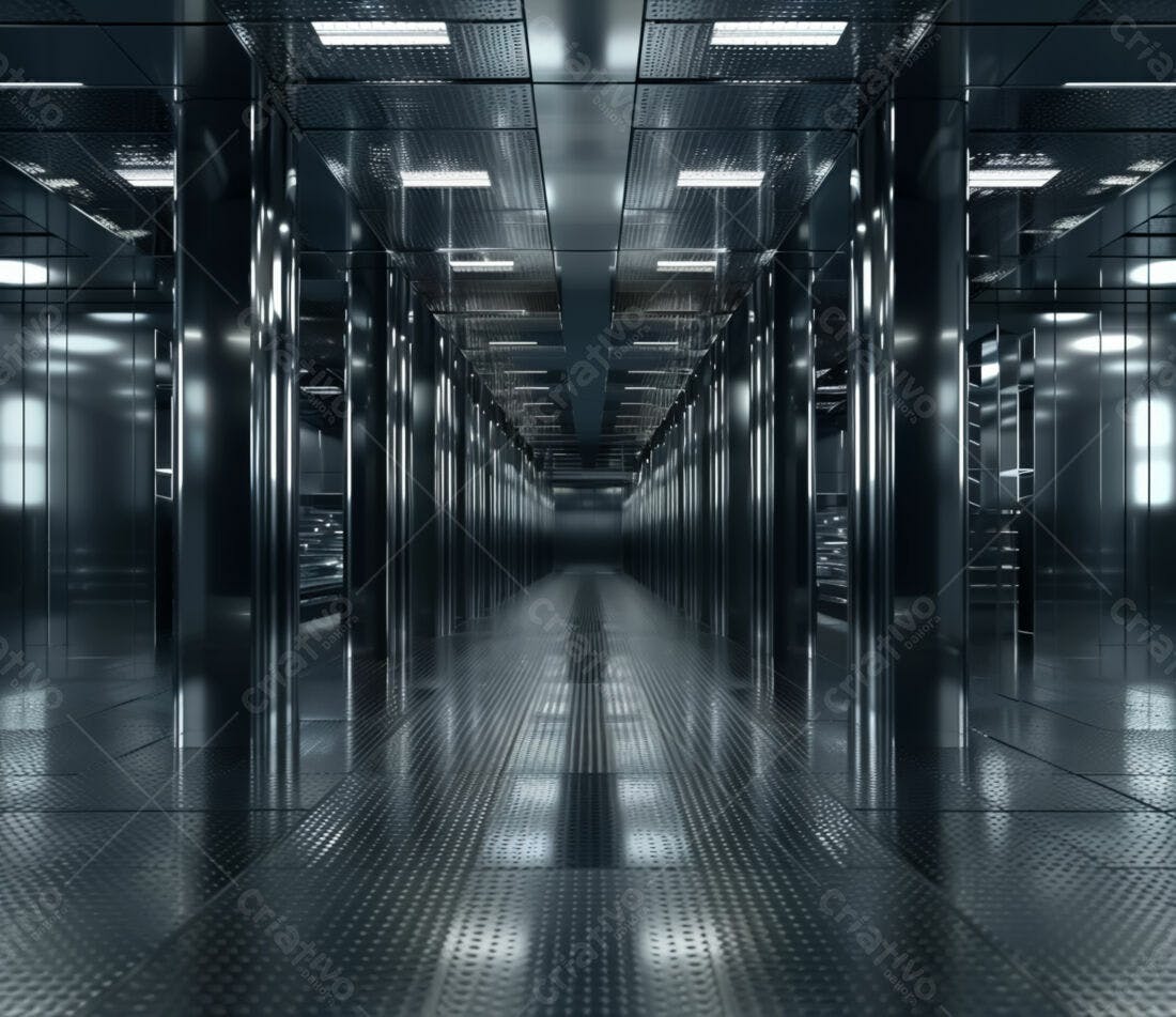 Corredor metálico futurista de alta tecnologia