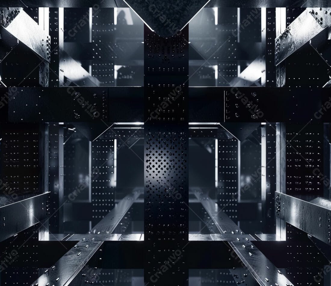 Estrutura metálica abstrata em tons escuros