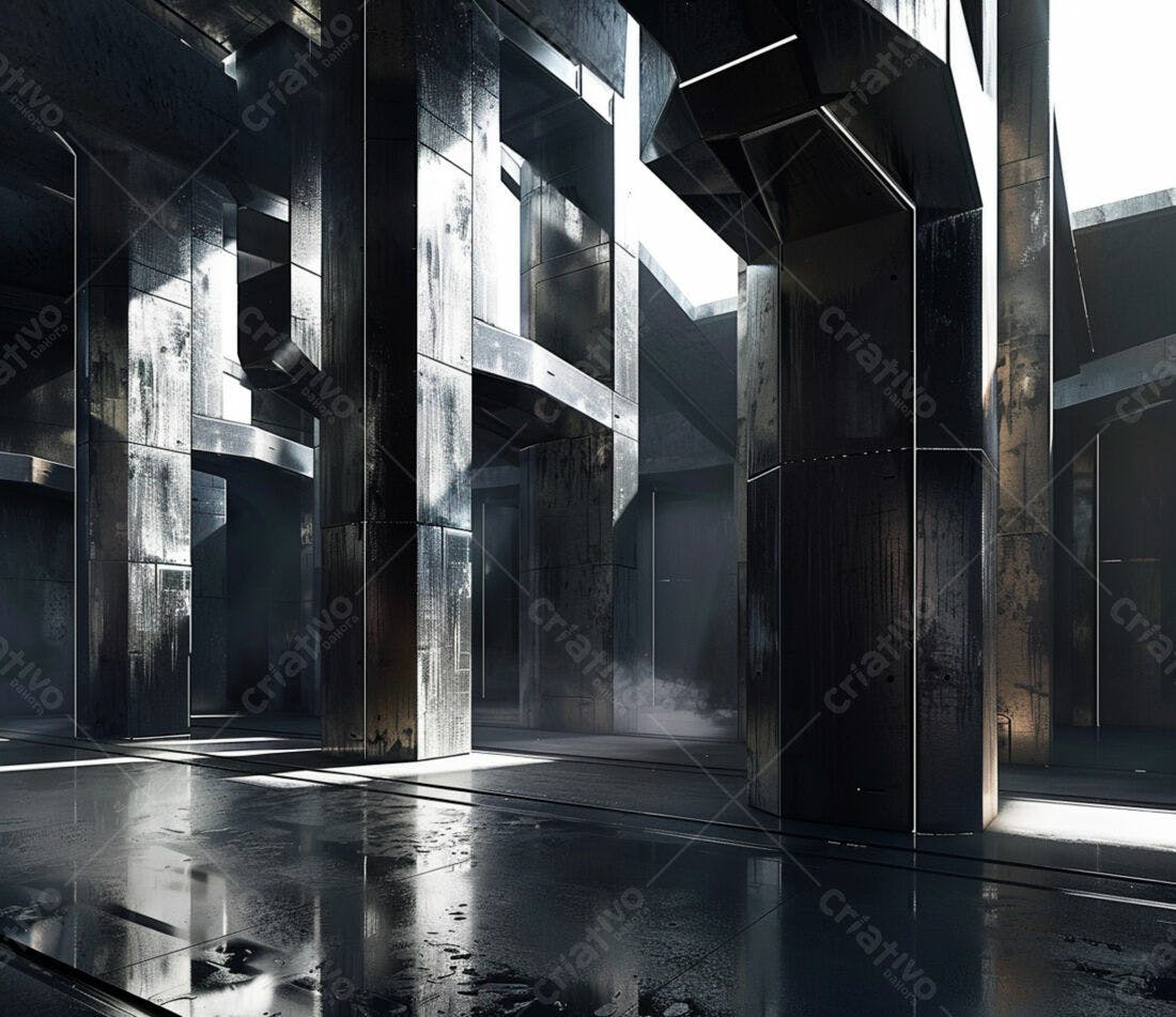 Estrutura de concreto futurista escura