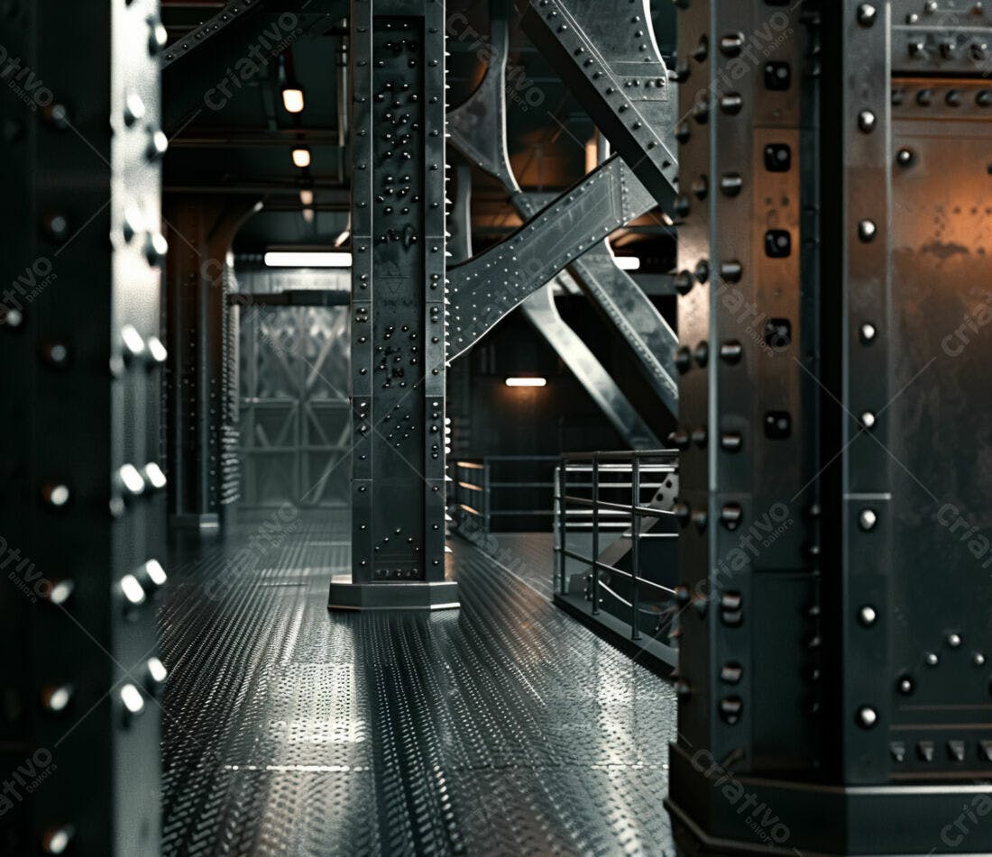 Interior industrial metálico escuro