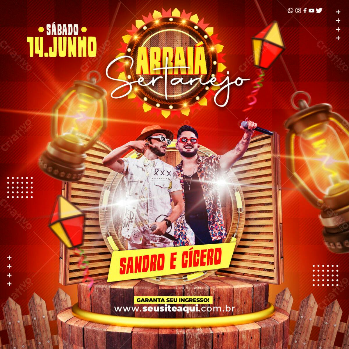 Flyer Arraia Sertaneja para Evento Musical PSD Editável