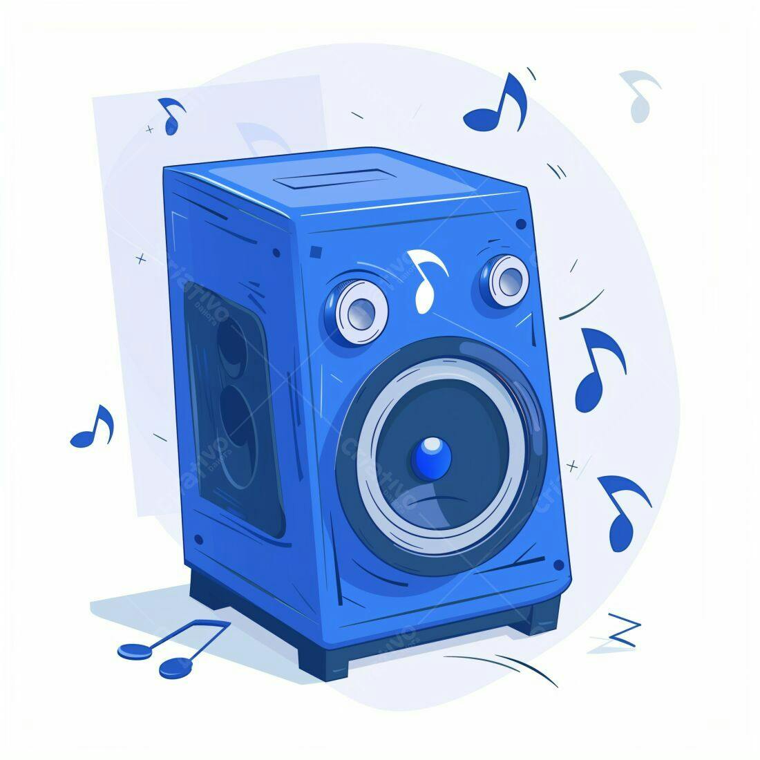 Caixinha de Som Azul Ilustração Música