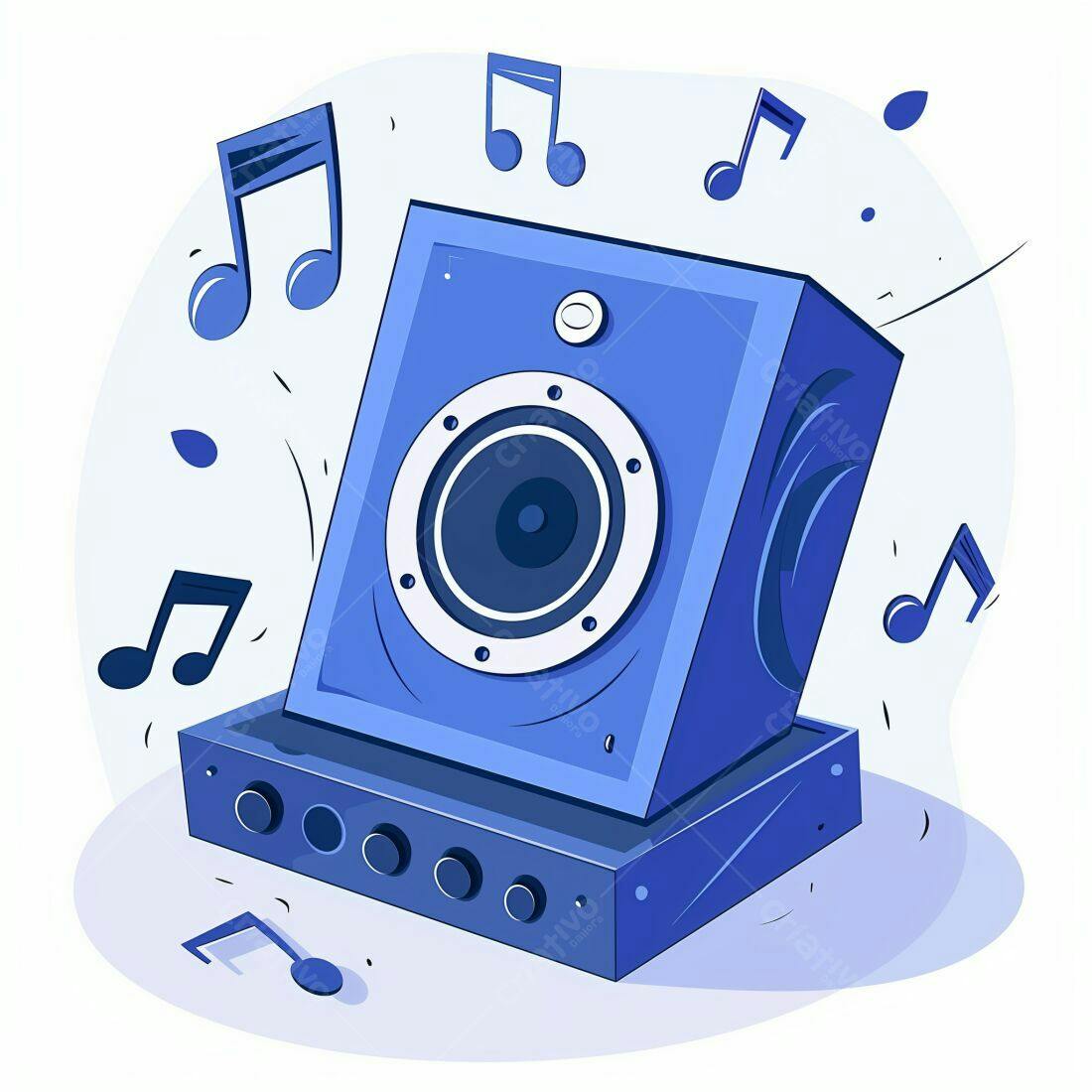 Caixa de Som Bluetooth Azul Reproduzindo Música