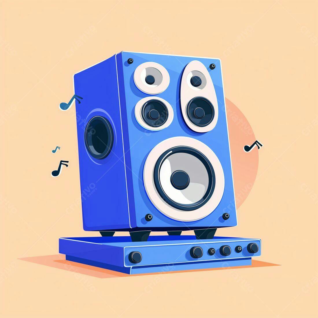 Caixa de Som Azul com Múltiplos Alto-Falantes