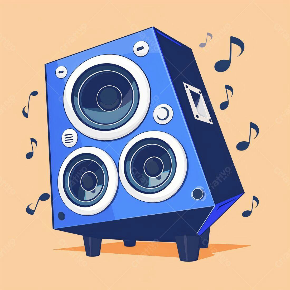 Caixa de Som Azul com Três Alto-Falantes
