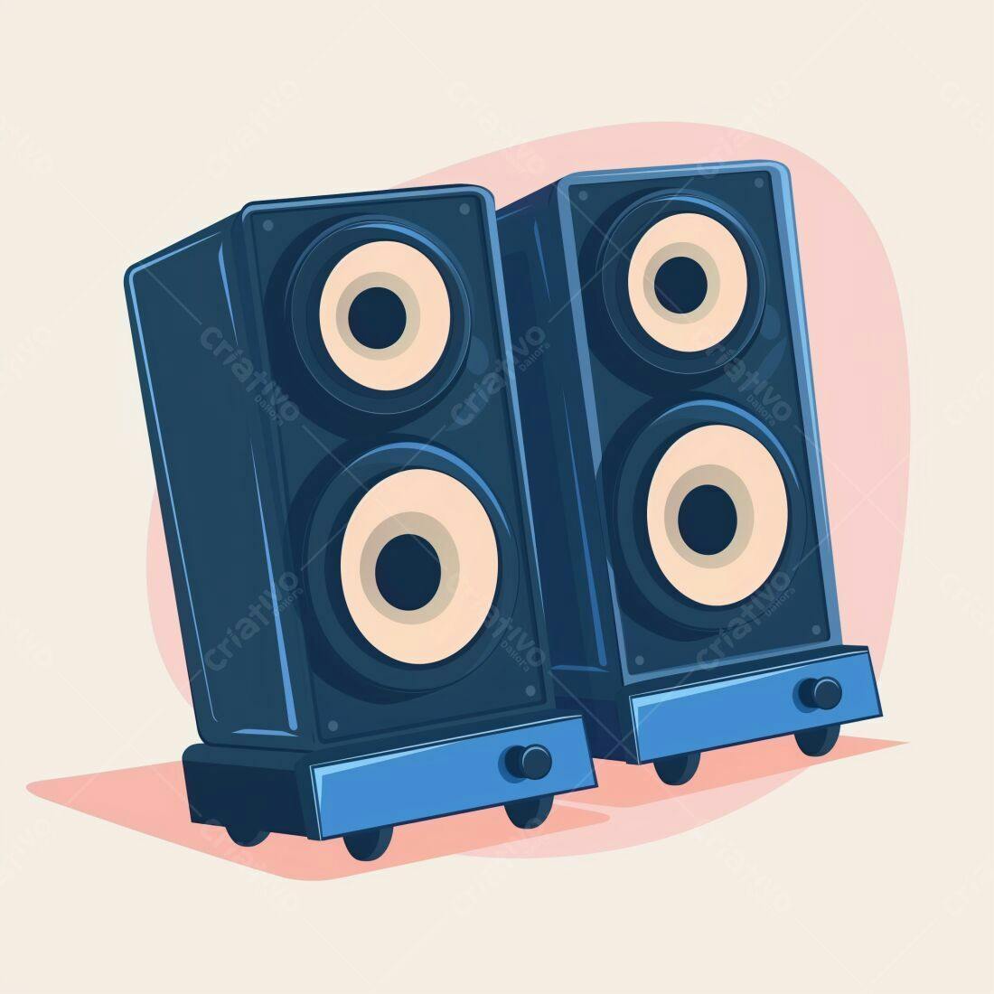 Caixas de Som azuis com dois alto-falantes