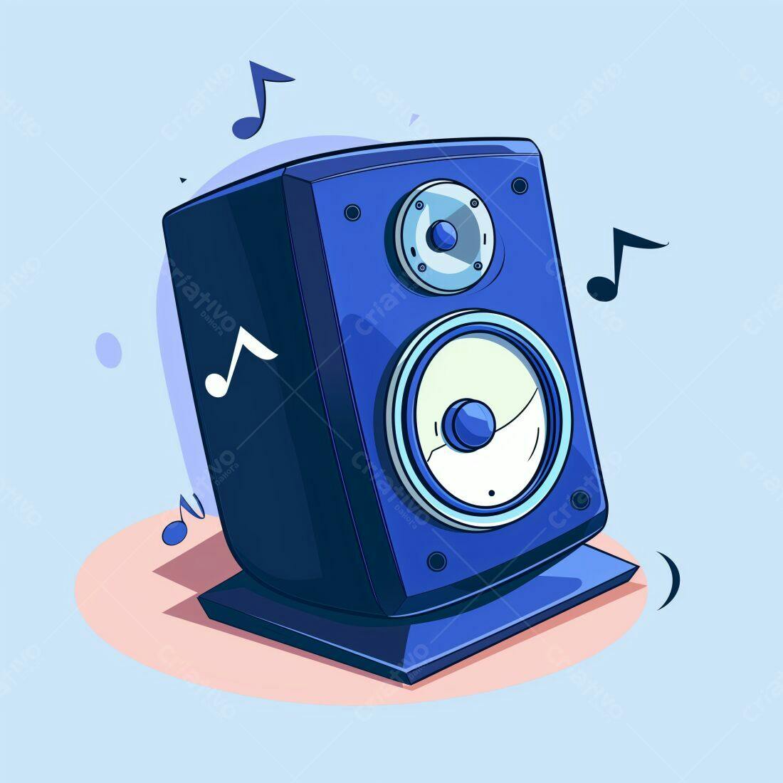 Caixa de Som Azul Reproduzindo Música