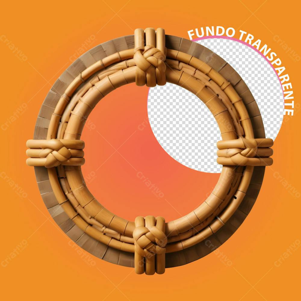 Anel De Bambu 3D Com Fundo Transparente