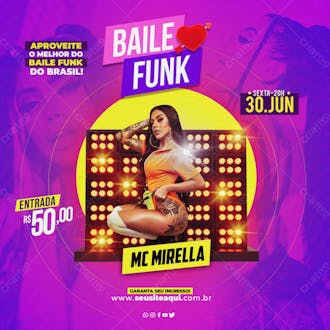 Flyer baile funk mc mirella psd editável