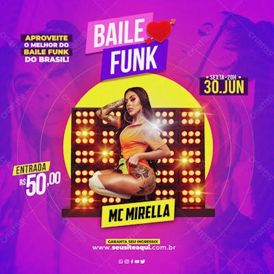 FLYER BAILE FUNK MC MIRELLA PSD EDITÁVEL