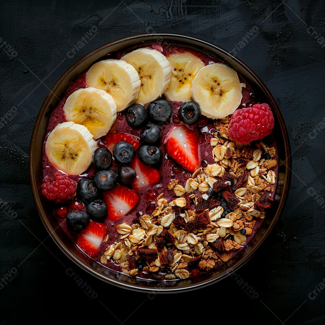 Açaí Bowl com frutas vermelhas e granola
