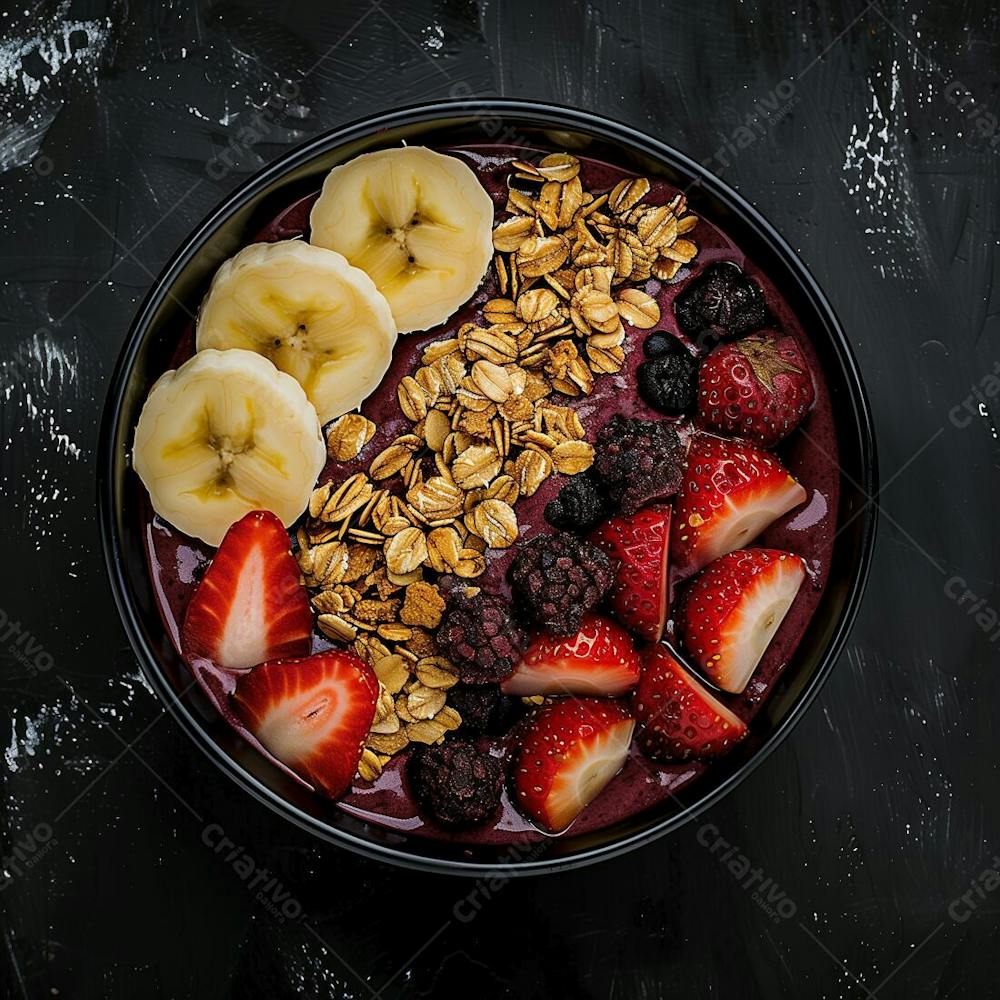 Tigela De Sorvete De Açaí Com Frutas