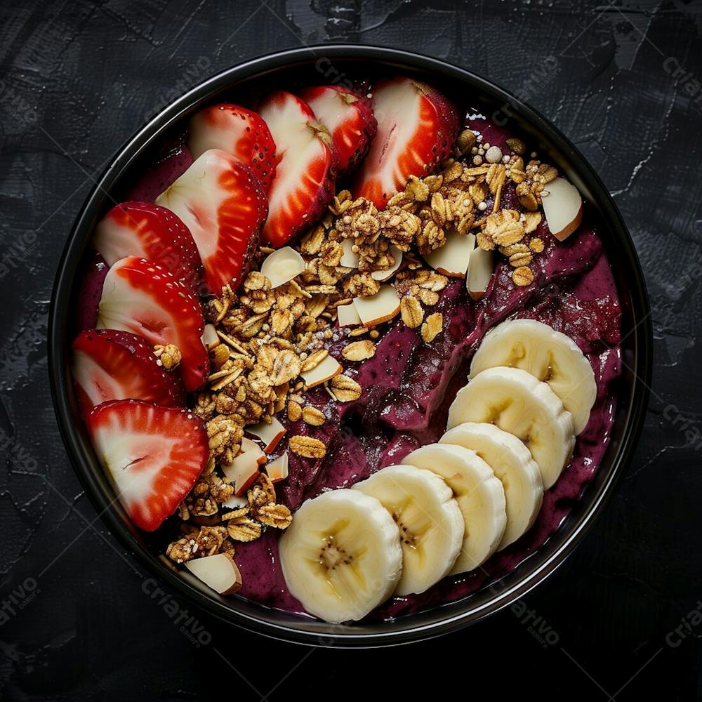 Tigela De Sorvete De Açaí Com Frutas