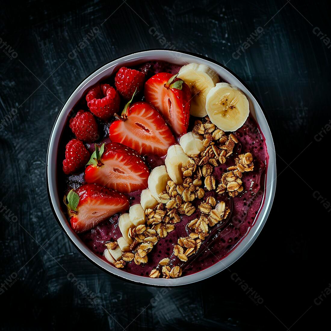 Açaí Bowl com Morangos e Granola