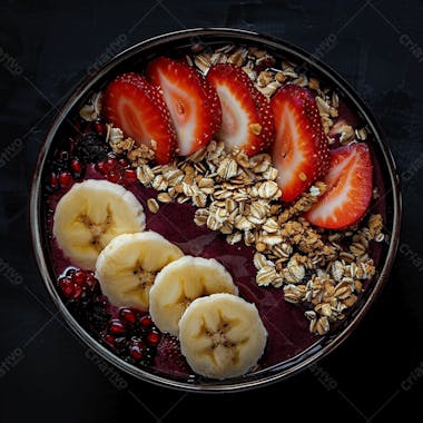 Tigela de sorvete de açaí com frutas