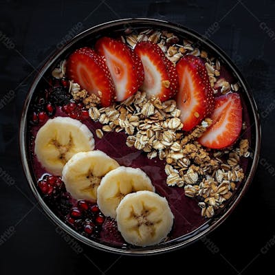 Tigela De Sorvete De Açaí Com Frutas